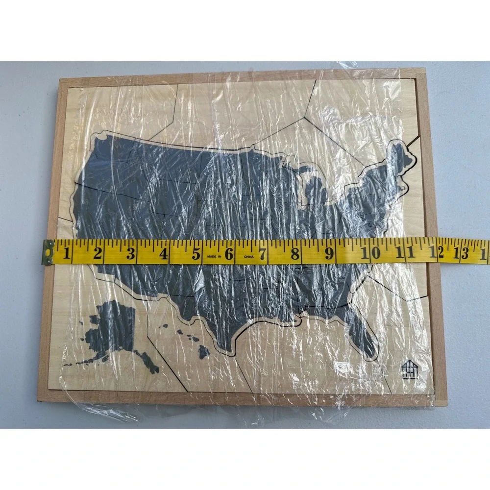Hearth & Hand Magnolia Wooden US Map Puzzle United States Wood Toy Gray Natural